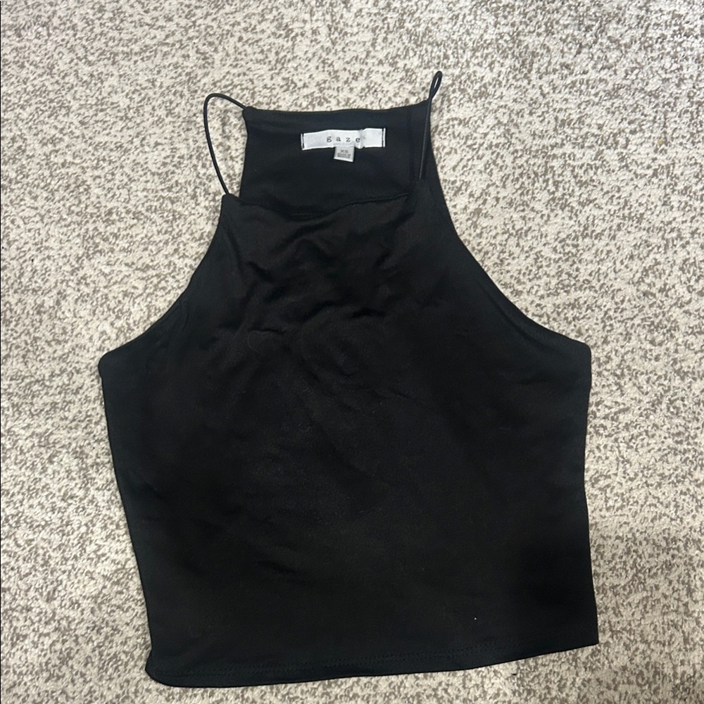 Gaze Black Sleeveless Tank Top